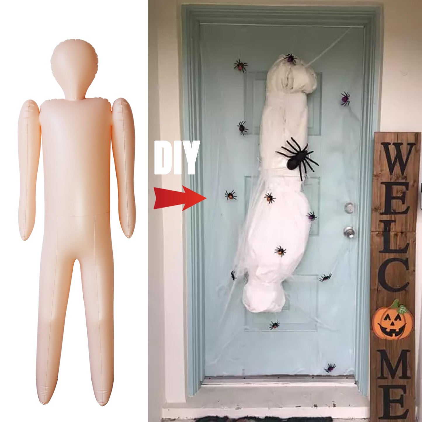 MAYAPHILOS 60 Inch Life Size Inflatable Body Mannequin for DIY Cosplay Halloween Decorations Props, Blow Up Dummy Doll for Yard Patio House Decor