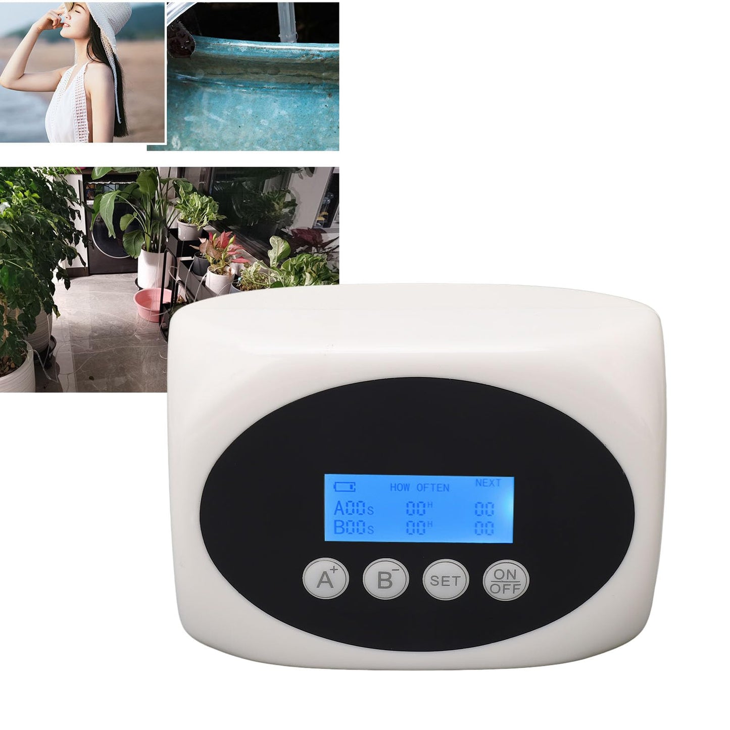 LCD Automatic Drip Irrigation Kit for 15 Plants, Plant Self Watering System Device with Dual, USB or Solar Powered, Programmable Solar Watering System
