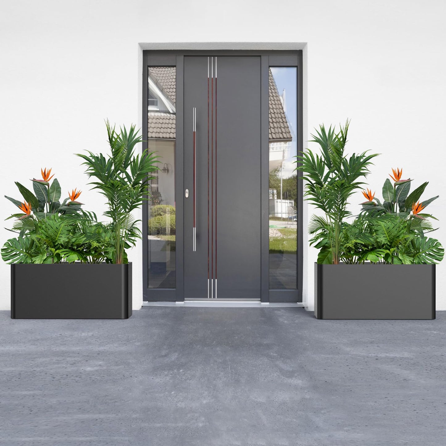 BHCORTEN Metal Rectangular Planter Box 36" L x 15" W x 15" H,Large Planter for Outdoor Plants with 6 Drainage Holes for Commercial Residential Patio Deck Garden