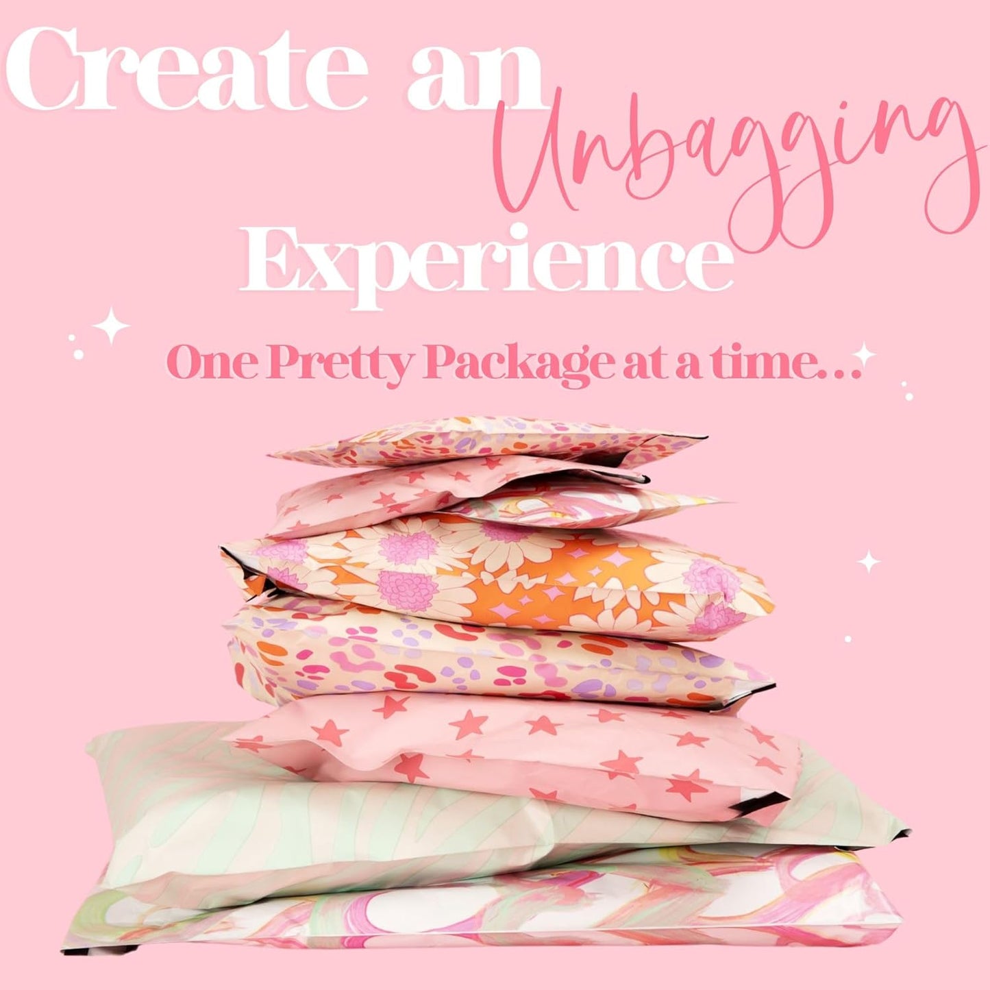 10x13 Designer Poly Mailer 100 Pack Heavy Duty Waterproof Self Seal Shipping Bags for Small Business Large Mailing Envelopes Bulk Tear Resistant Packaging Pink Bows Coquette
