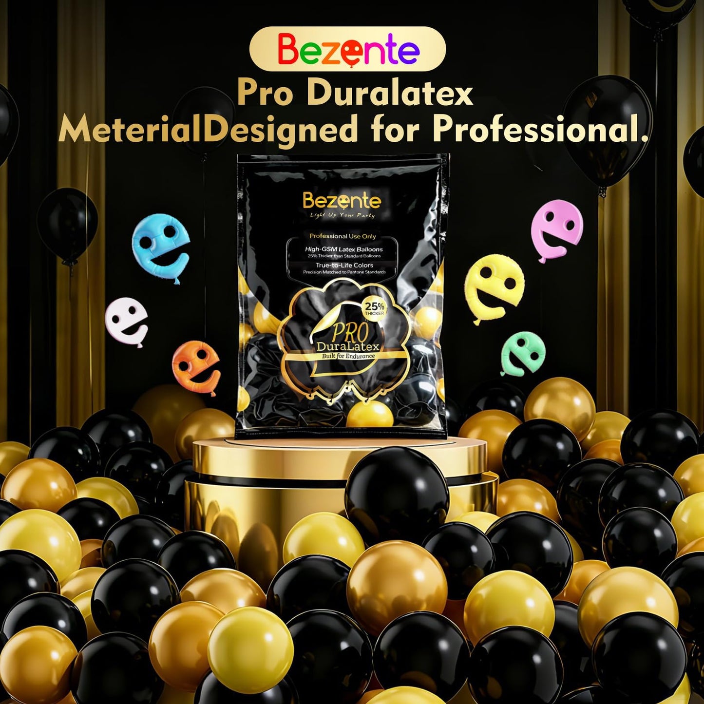 Bezente Pro Duralatex Purple Balloons - 100 Pack 12 inch Extra-Thick Purple Balloons for Long-Lasting Professional Party Decorations, Large Wedding Graduation Halloween Birthday Party