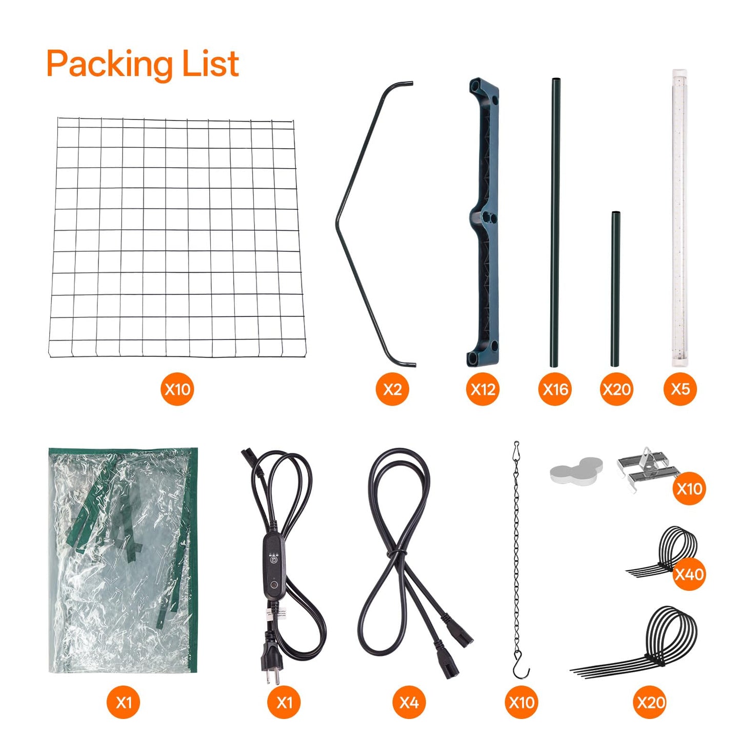 Bstrip Indoor Greenhouse with Grow Light, 5-Tier Large Green House, 5Pcs Grow Lights for Seed Starting with Timer, PVC Tent with Airflow Windows, Indoor Greenhouse Cabinet 40.2x18.9x74.8in