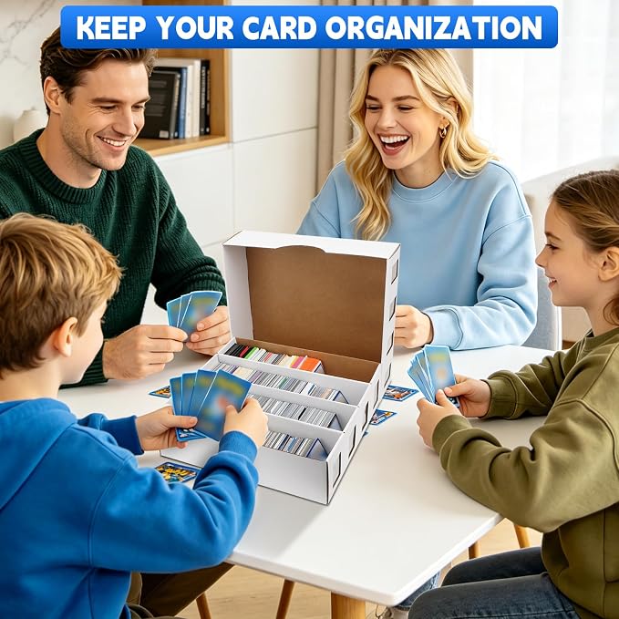 6 Pack Trading Card Storage Box 18800+ Count Cards Storage Box with 48 Card Divider White Sports Card Boxes Bulk Card Cases Cardboard Card Collection Trading Card Boxes for Basketball MTG TCG Cards