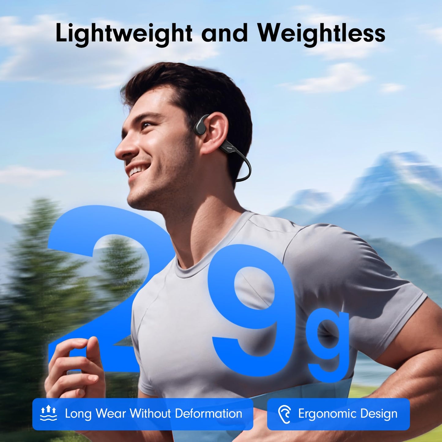 Yomdud Bone Conduction Headphones,Open Ear Headphones,Wireless Headphones with Mic,Bluetooth 5.4,10H Playtime & IPX5 Waterproof,Sports Headphone for Running & Outdoor