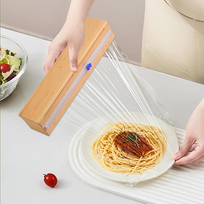 Plastic Wrap Dispenser with Cutter for Aluminum Foil, Plastic Wrap and Wax Paper, Fits 13" Roll(Plus)