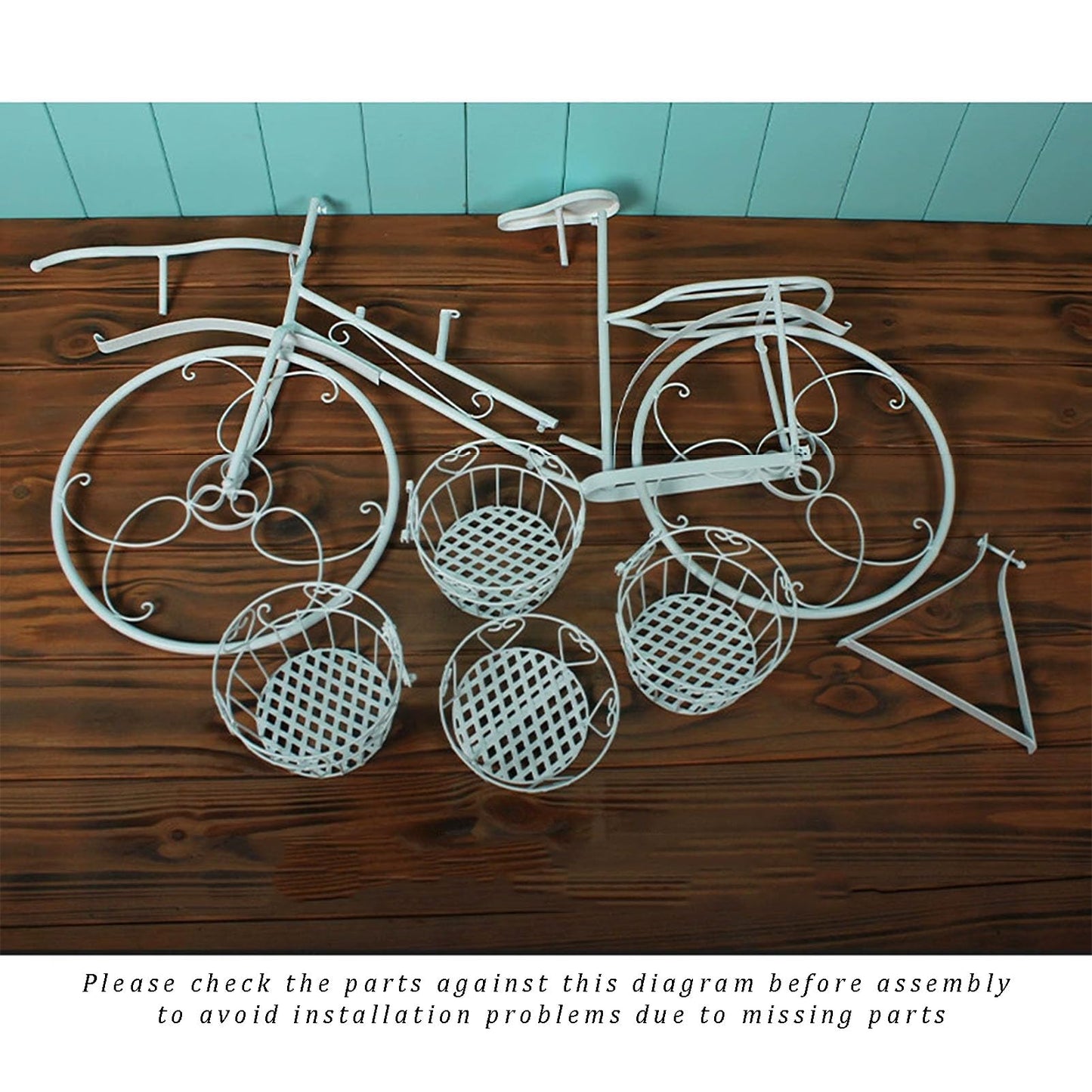 yerealye Metal Bicycle Plant Stand, Outdoor/indoor Decorative Flower Rack Bike Shape Planter Flower Holder with 4 Baskets for Patio, Garden, Balcony, Yard, Home Decor Ornament(108x70cm(42x27), Green)