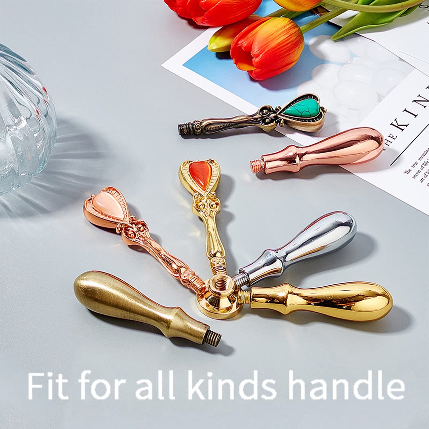CRASPIRE Flower and Sword Wax Seal Stamp Head Replacement Vintage Sealing Wax Stamp Square Heads Only No Handle for Letter Envelopes Cards Invitations Wedding Halloween Xmas Christmas Easter Day