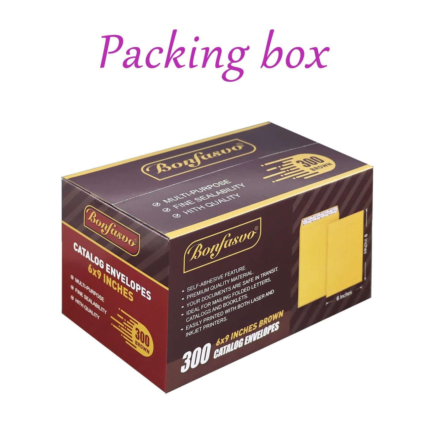 Bonfasvo 300 Pack 6x9 Brown Catalog Envelopes Peel & Seal Security Mailing Envelopes 120GSM Kraft Paper self Seal Envelopes for Invitations Papers Photos Documents Pictures Papers Files