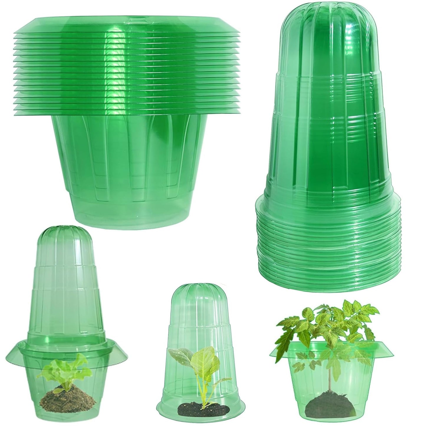 Slug Collars and Garden Cloches Set,Provides Effective Protection Against Snails for Your Salad Plants and Others Plants.(15 Pack)