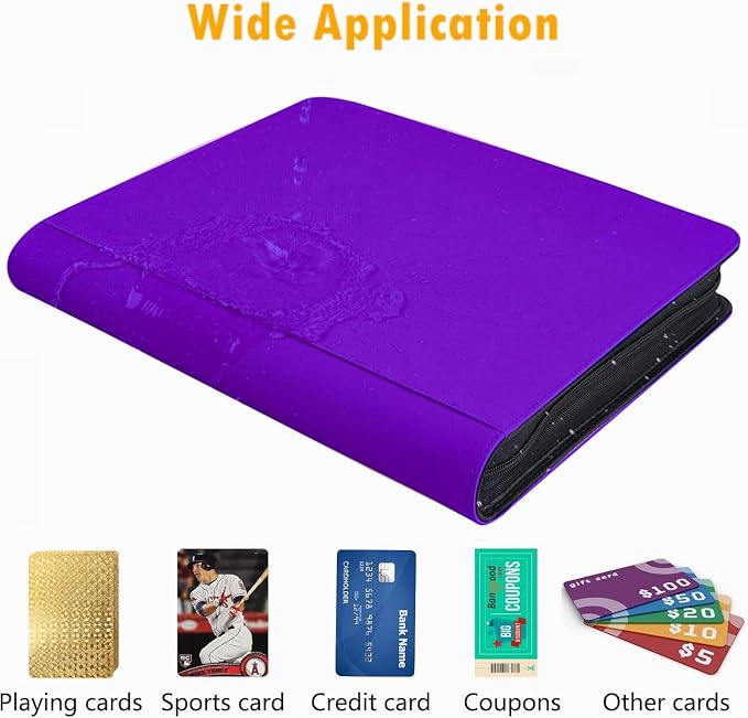 1000+ Pockets Trading Card Binder, 16 Pocket Ringless Side Loading Card Holder Album, Trading Card Album Fit for YuGiOh, MTG, TCG, Game Cards, Sports Cards, Business Cards (Purple)