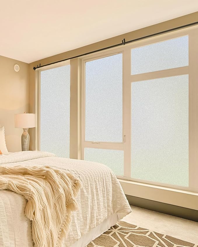 Frosted Glass Window Privacy Film Decorative with Tools, 2 Way Frosting Privacy Film for Glass Door, Static Cling Tint for Home Anti-UV, Covering Clings 23.6" by 77"