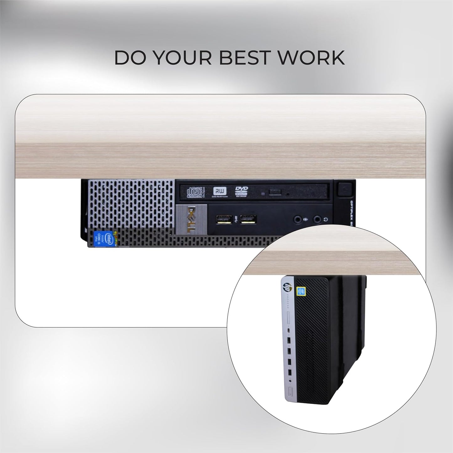 HumanCentric SFF Under Desk PC Mount and PC Wall Mount Bracket for Small Form Factor Desktop Tower, UPS Wall Mount Bracket, Adjustable CPU Holder with Straps, Hardware Included