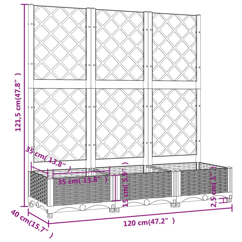 Logeirevo Plastic Garden Planter with Trellis, Outdoor Raised Garden Bed Free-Standing Trellis Planter Box for Vine Climbing Plants Flowers, Light Gray 47.2"x15.7"x47.8" PP,-1745