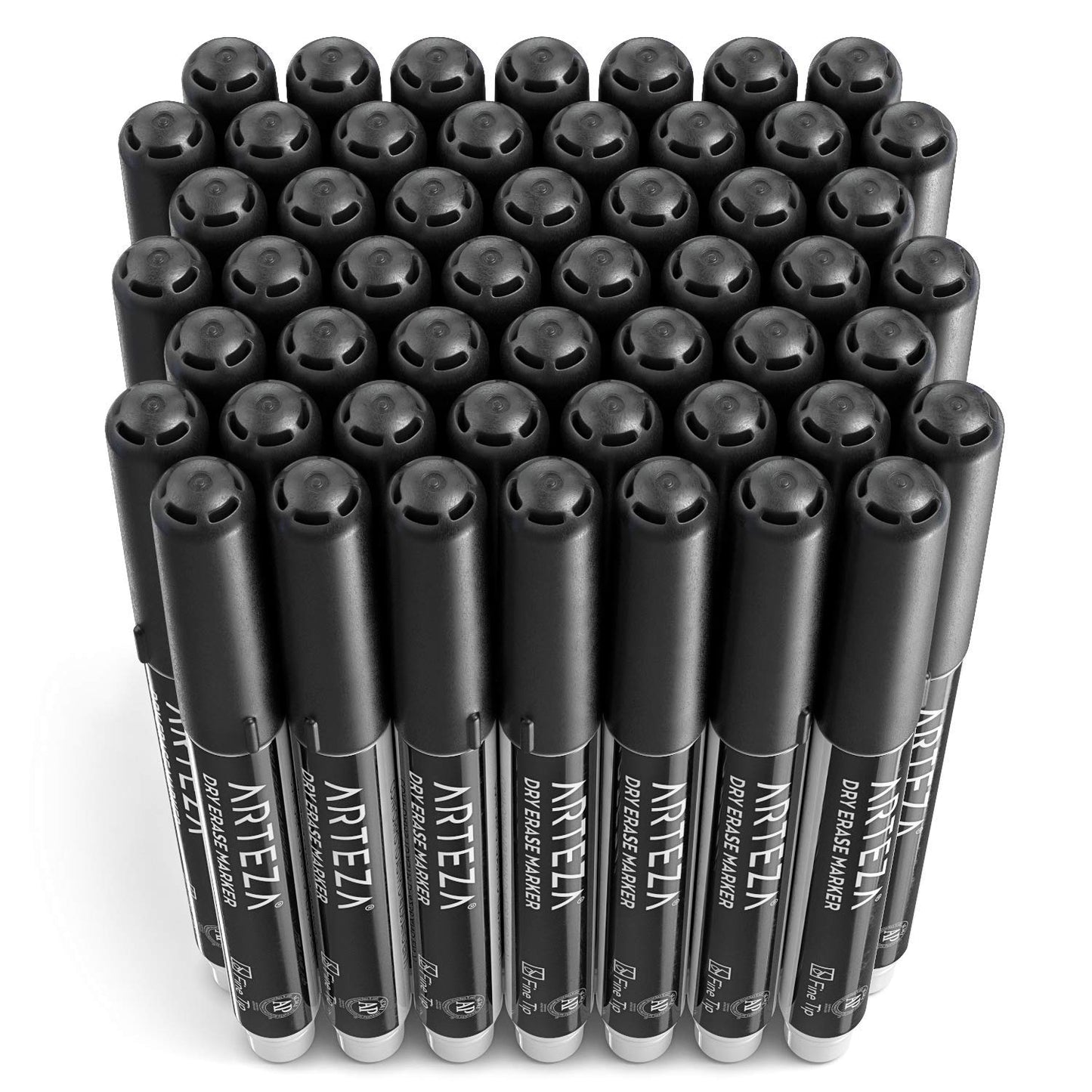 ARTEZA Black Dry Erase Markers Pack of 52, Fine Tip, Low-Odor Black Ink, Classroom-Preferred Whiteboard Markers