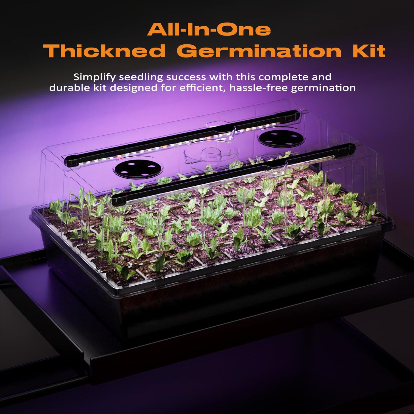 Patigrow 60-Cell Self-Watering Seed Starter Tray with Grow Light, Seed Starter Kit with 4.07” Humidity Dome, Indoor Seedling Starter Tray, Seed Starting Trays for Plant Germination, Seeds Growing