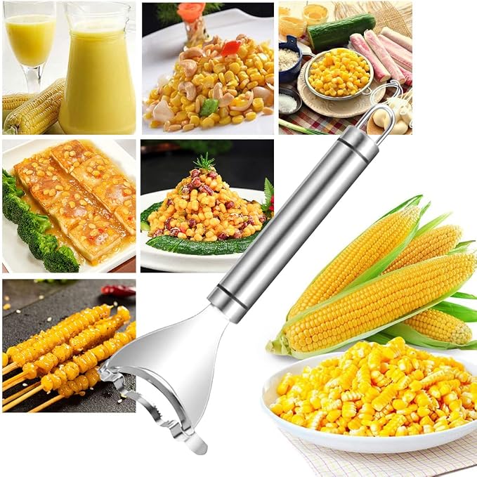 2 Pcs Corn Peeler Corn Planer Thresher Stainless Steel Corn Peeler for Corn On the Cob Corn Kernel Remover Tool Magic Corn Stripper Tool Corn Cutter Corn Scraper with Ergonomic Handle for Kitchen