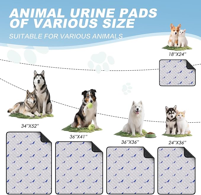 Washable Pee Pads for Dogs, 2 Pack Puppy Pads, Super Absorbent & Leakproof with Anti-Slip Bottom for Dog Training, Crates, Car, Pet Pee Pads, and Furniture Protection, 24"x24"