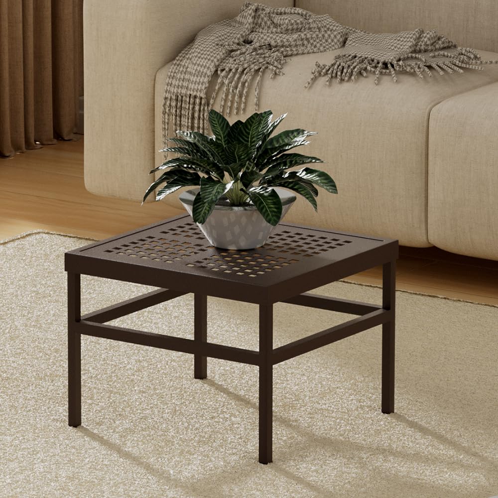 DHYGOTFUR Plant Stand - Indoor/Outdoor Extra-Sturdy Aluminum Plant Stand – Ideal for Patios, Gardens, Living Room Decoration(Brown)