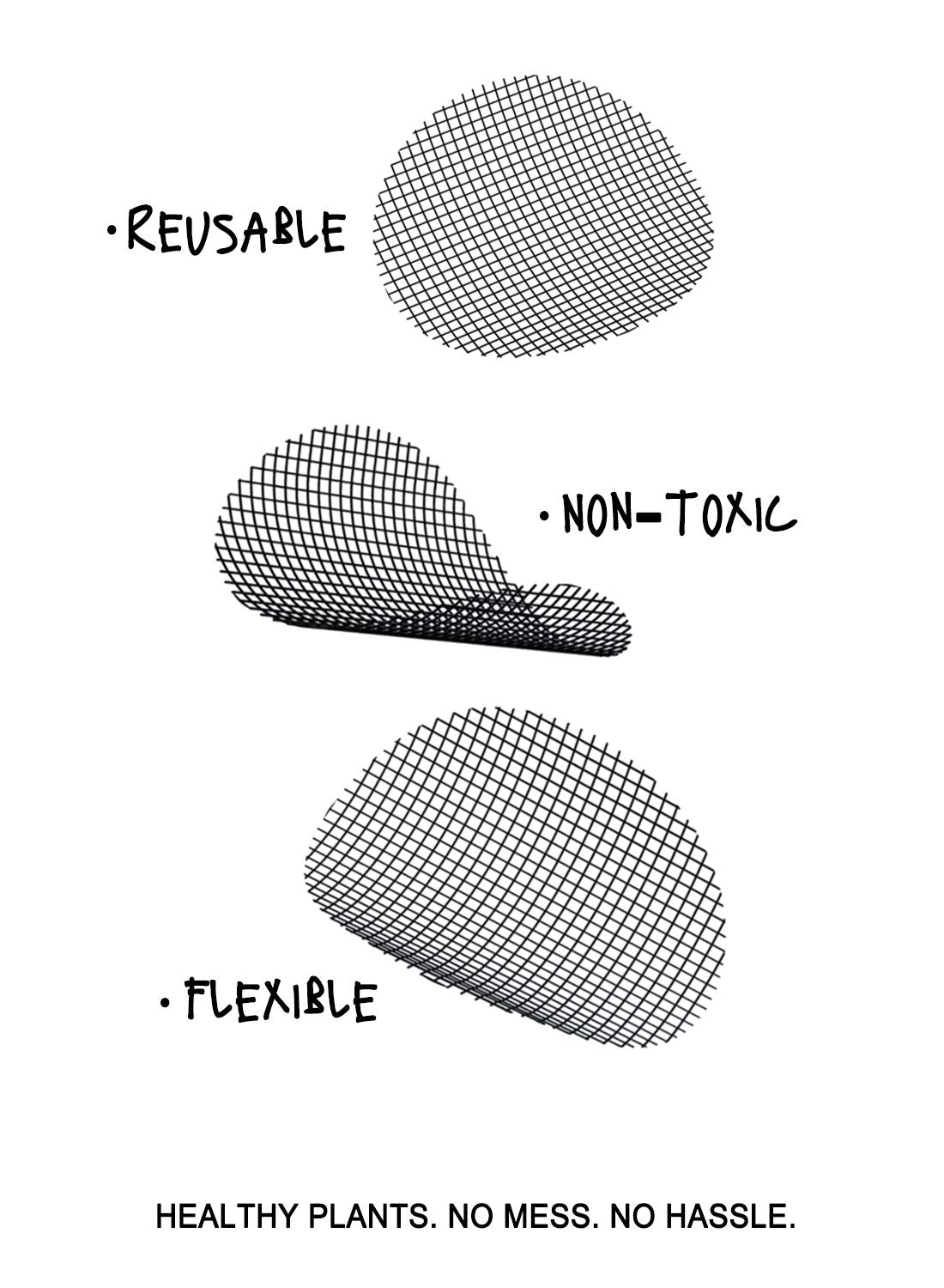 LE TAUCI Ceramic Plant Pots, 4.1+5.1+6.5 Inch Set with 50 Pack 2" Flower Pot Hole Mesh Pad Bundle, Planter with Drainage Hole and Saucer, White