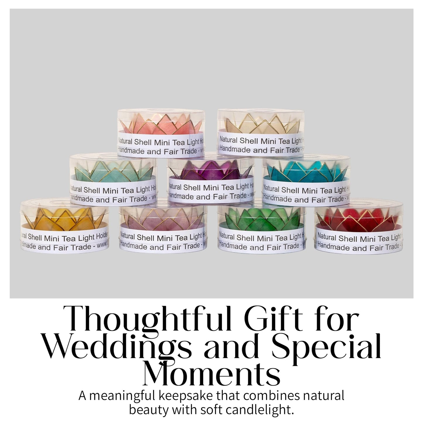 Om Gallery Mini Gemstone Lotus Tealight Holder - Handcrafted Capiz Shell Design for Soft Glow, Elegant Home & Table Decor, Wedding Centerpieces, Votive Candle Styling & Thoughtful Gifting - Pearl