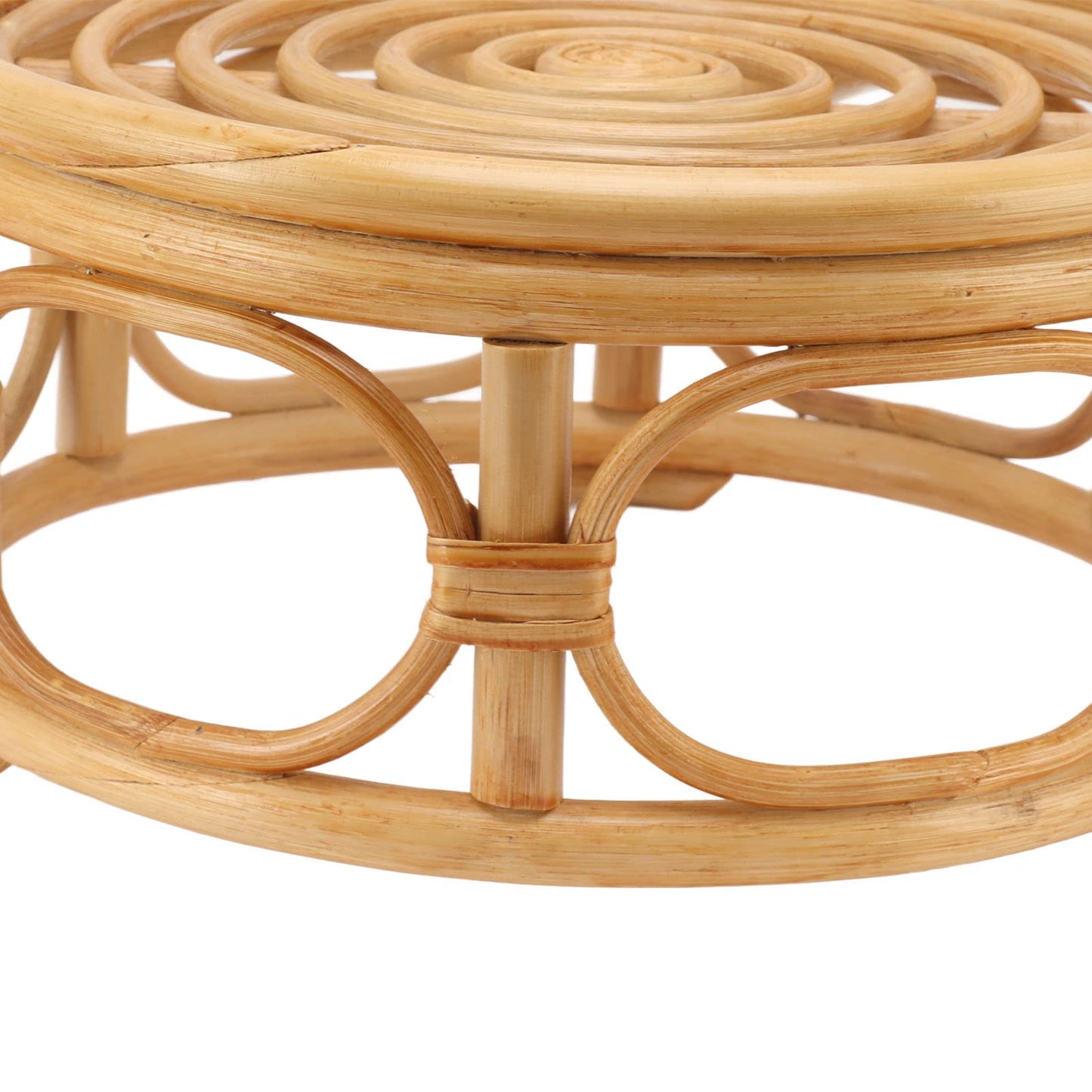 Round Plant Stand, Rattan Wicker Circle Pedestal Round Riser Plant Stand, Flower Pot Stands for Indoor Plants, Handmade Rattan Planter Stand for Home Kitchen Tabletop Decor (L)