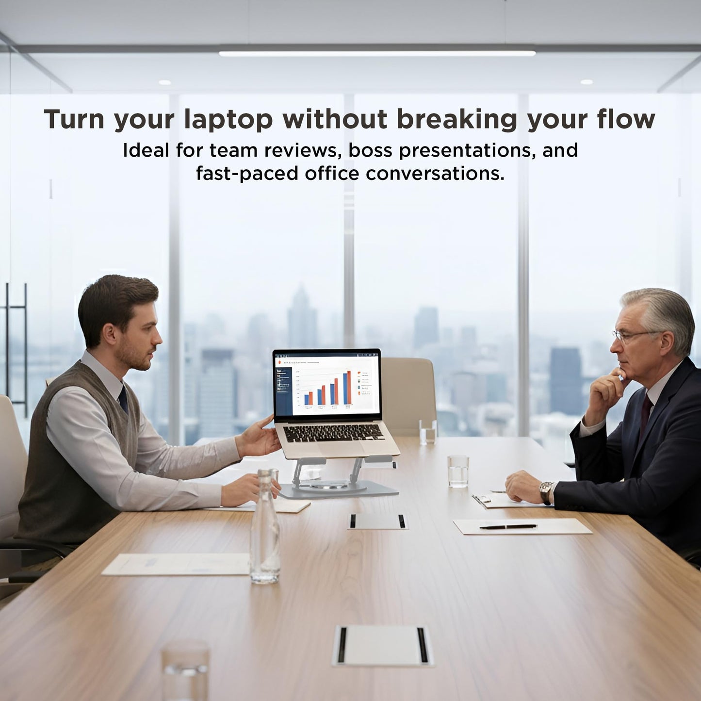 Uncaged Ergonomics Swivel Laptop Stand for Desk, Adjustable Computer iPad Stand for Desk w/ 360 Rotation, Portable Laptop Holder for Home Office Ergonomic Supplies