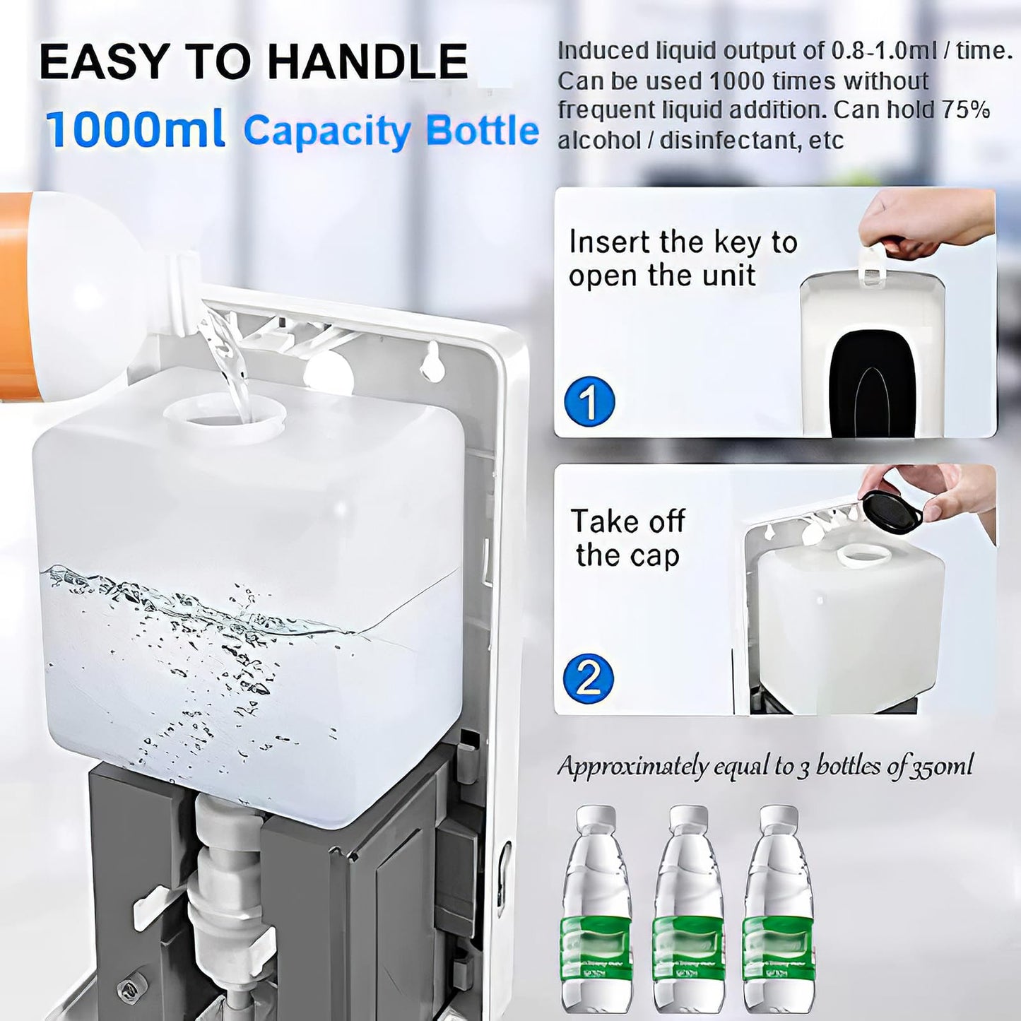 Jewaytec Automatic Hand Sanitizer Dispenser Wall Mount, Liquid Hand Sanitizer Spray Dispenser, 33oz/1000ml Touchless Hand Soap Dispenser for Commercial Industrial Hospitals Office Public