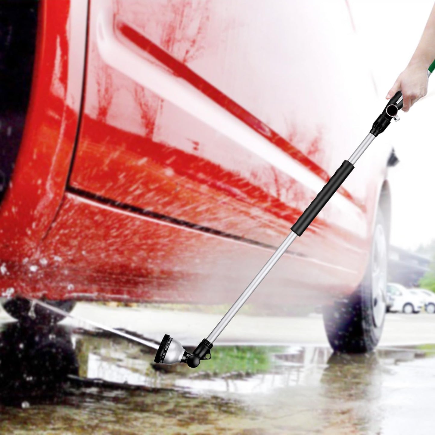 RESTMO 36” Long Watering Wand, Metal Garden Hose Wand with 180° Swivel Head and 10 Spray Patterns, Heavy Duty Hose Nozzle Sprayer with Thumb Flow Control, for Water Hanging Baskets, Shrubs, Silver