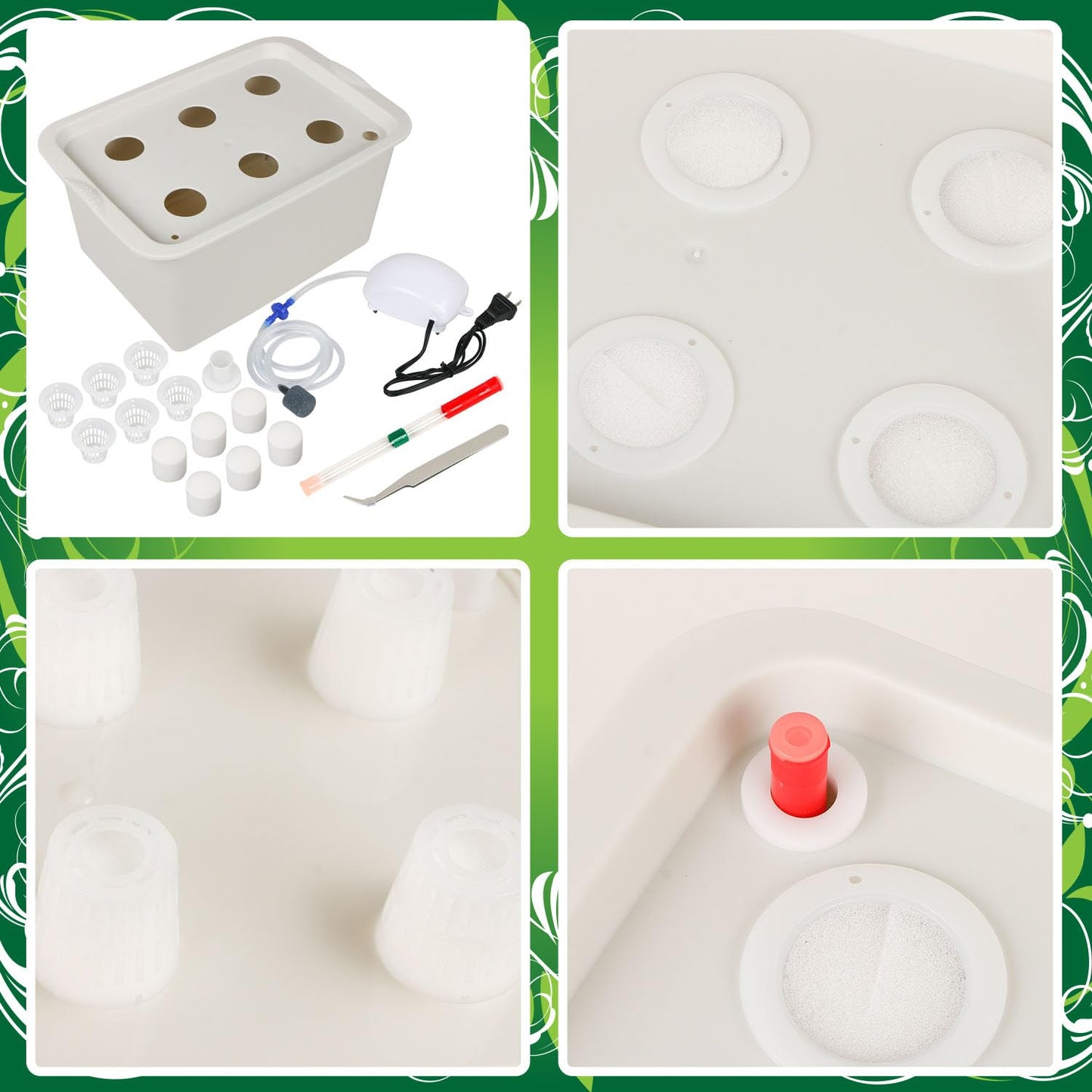 Aunifun Hydroponics Grower Kit DIY Self Watering Indoor Hydroponics Tools Hydroponic System Planting Container Include Aquarium Air Pump Buoy Planting Box
