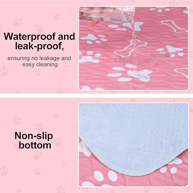 BEAUTYZOO 4 Pack Washable Pee Pads for Dogs, Reusable Puppy Pads for Potty Training, Waterproof Super Absorbent Wee Wee Pads for Dogs Non-Slip, Pet Whelping Mats Playpen Dog Crate Floors, 24IN x 36IN