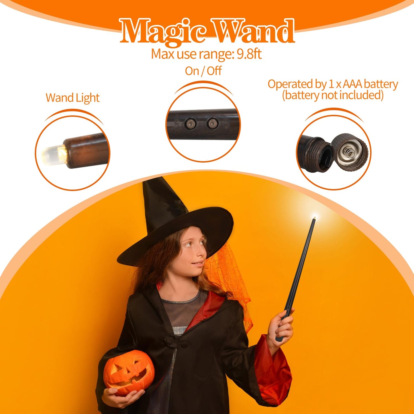Hievil 12pcs 10in Floating Jack-O-Lanterns with Wand Remote and 24pcs LED Tea Lights for Decor
