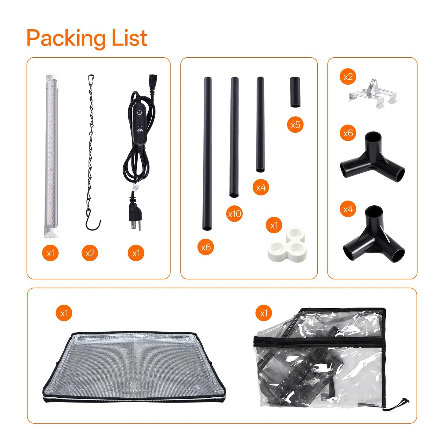 Bstrip Indoor Greenhouse with Grow Light, Mini EVA Tent with PET Base Mat, Ventilation Windows & Zippered Door, 18W Tabletop Greenhouse Light for Seed Starting with Timer, 23.8" x 15.7" x 20.5"