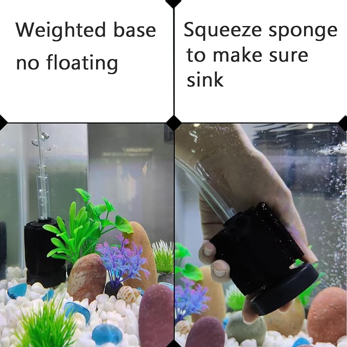 AQUANEAT Aquarium Sponge Filter Breeding Fry Betta Shrimp Nano Fish Tank 4pcs (Small up to 10Gal)