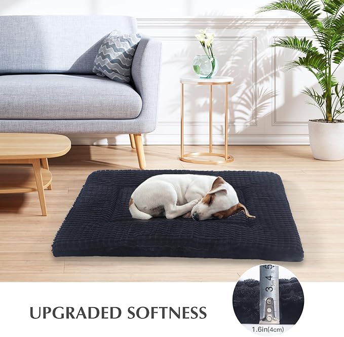 BVAGSS Reversible Dog Crate Pad, Memory Foam Pet Bed Mat, Soft Warm Machine Washable Sleeping Kennel Mattress for Small Medium Dogs XH079 (30''x20''x1.6'',Dark Grey)
