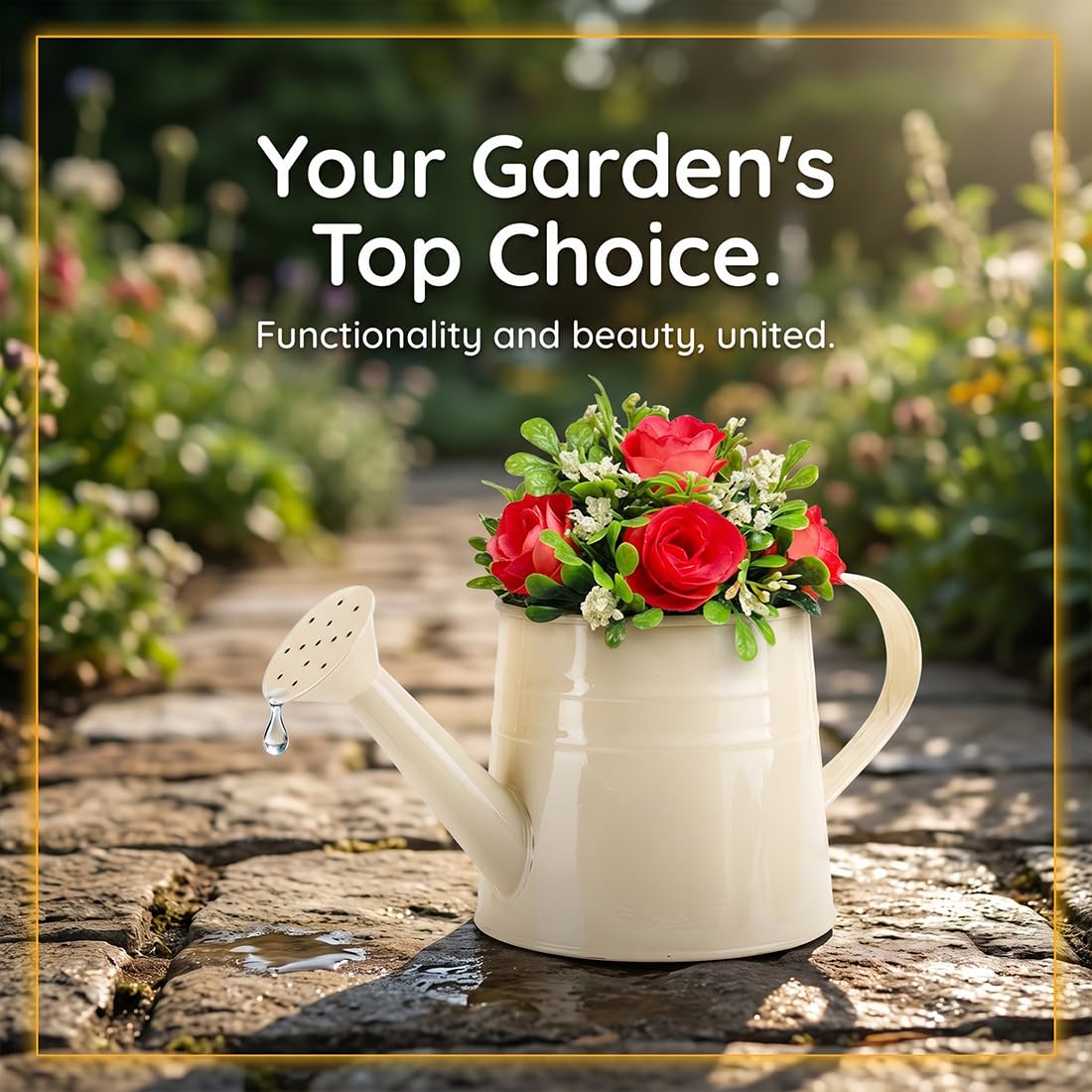 White Metal Watering Can, 1 Gallon Matte Galvanized White Watering Can Metal, Tinplate Watering Kettle with Long Spout & Ergonomic Handle, Vintage Sprinkling Can for Lawn, Garden Plant Watering (A)