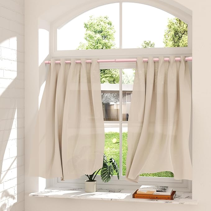 AIZESI Spring Tension Rods Adjustable Tension Curtain Rod Small Tension Rod No Drilling Expandable Spring Loaded Curtain Tension Rod(Pink,26" to 39"-3Pcs)