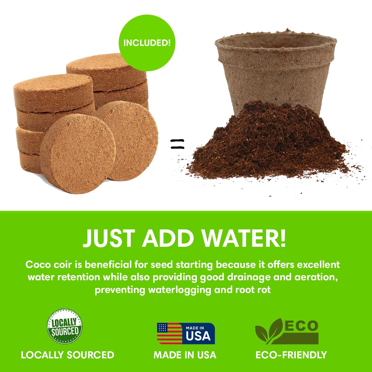 Garden Haven Seedling Starter Kit Germination Grow Cups and Soil (10 Pack) Biodegradable Peat Pots, Coco Coir Soil Discs, Plant Markers - Organic Grow Kit for Seed Germination, Indoor/Outdoor (2)