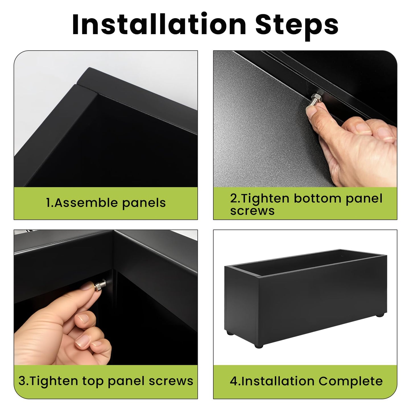 AILOOCEDI Thickened Metal Planter Box, Heavy-Duty Outdoor/Indoor Rectangular Trough Garden Bed Drainage Holes & Raised Bottom for Patio Porch Yard Lawn 36" L x 15" W x 15" H