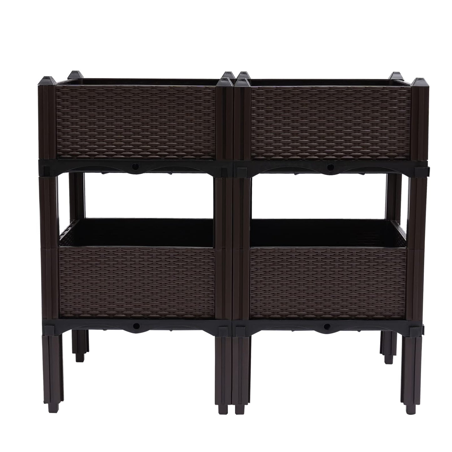 DYRABREST Set of 4 Raised Garden Bed Self-Watering Plastic Planter Box Stand with Legs, Sun and Frost Resistant Planter Outdoor Vegetable Growing Bed for Flower Herb Backyard, Patio, Balcony