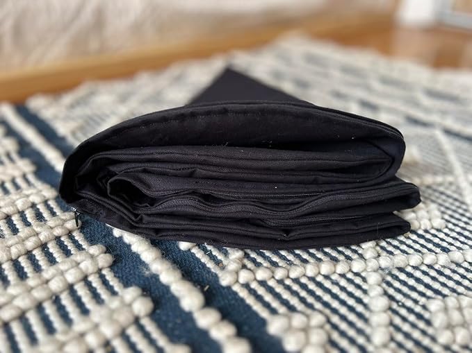 Natural 100% Cotton Canvas Round Dog Bed Cover Eco Friendly Durable Pet Bedding Dog Cushion Covers with Zippers Machine Washable Covers (Black, X Large 42 Inches)