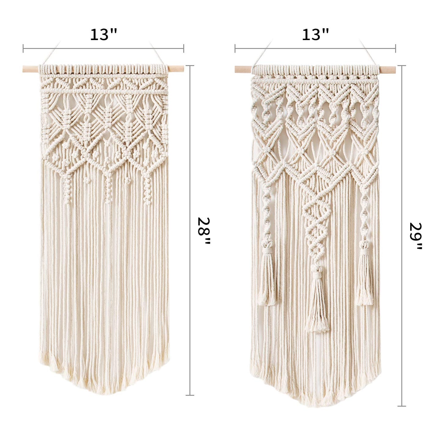 Mkono Macrame Makeup Brush Holder and Macrame Wall Hanging for Bedroom, Living Room, Nursery, Dorm, Teen Girl Gifts, Set of 3
