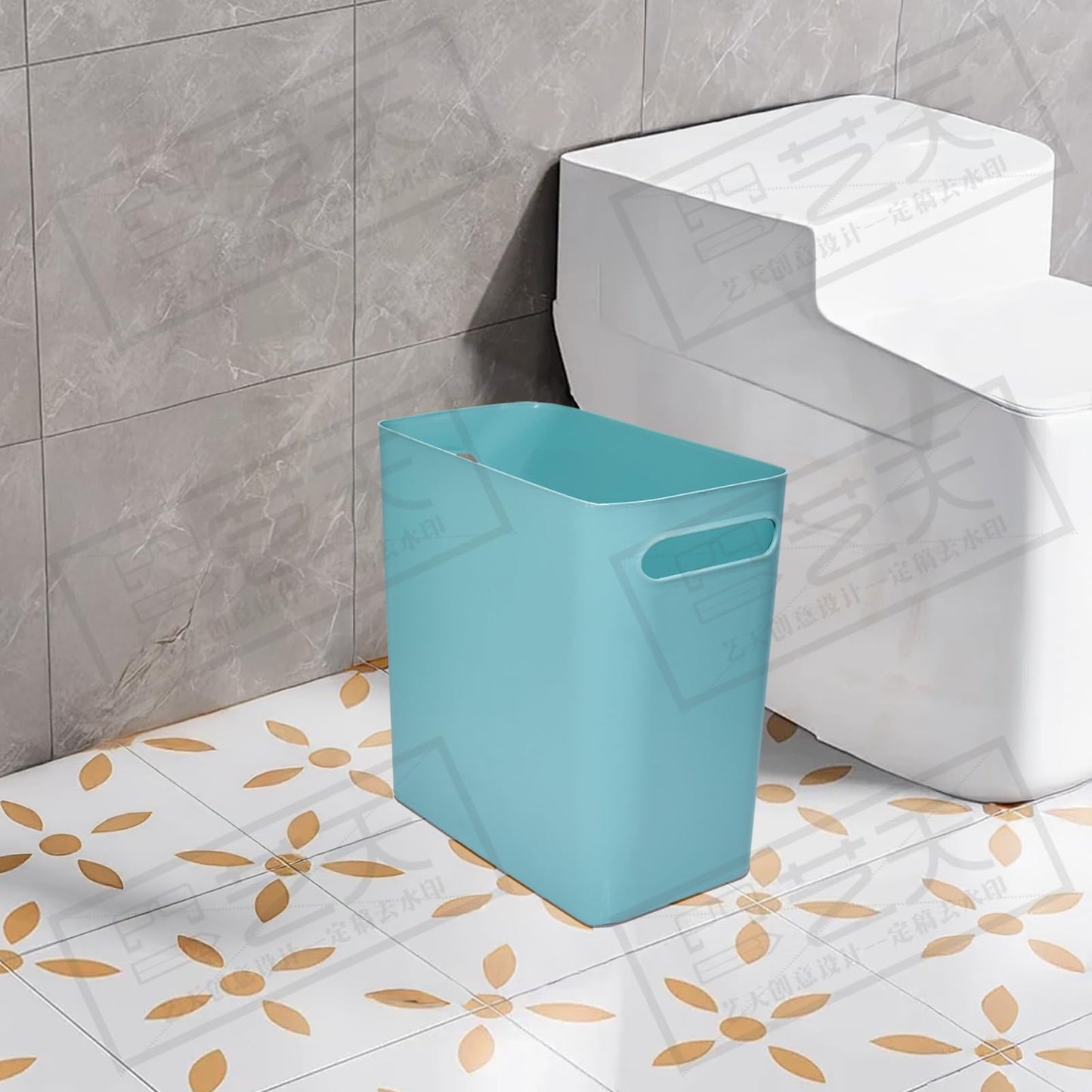 TEIUKAX Platic Trash Can - Small Waste basketbin - 1.8 Gallon- for Office,Home,Bathroom,Kitchen - Green