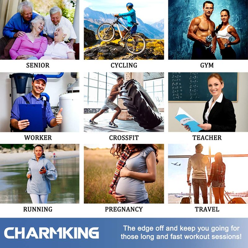 CHARMKING Compression Socks for Women & Men (8 Pairs) 15-20 mmHg Graduated Copper Support Calf Socks are Best for Pregnant, Nurses - Boost Performance, Circulation, Knee High Wide Calf(S/M, Multi 54)