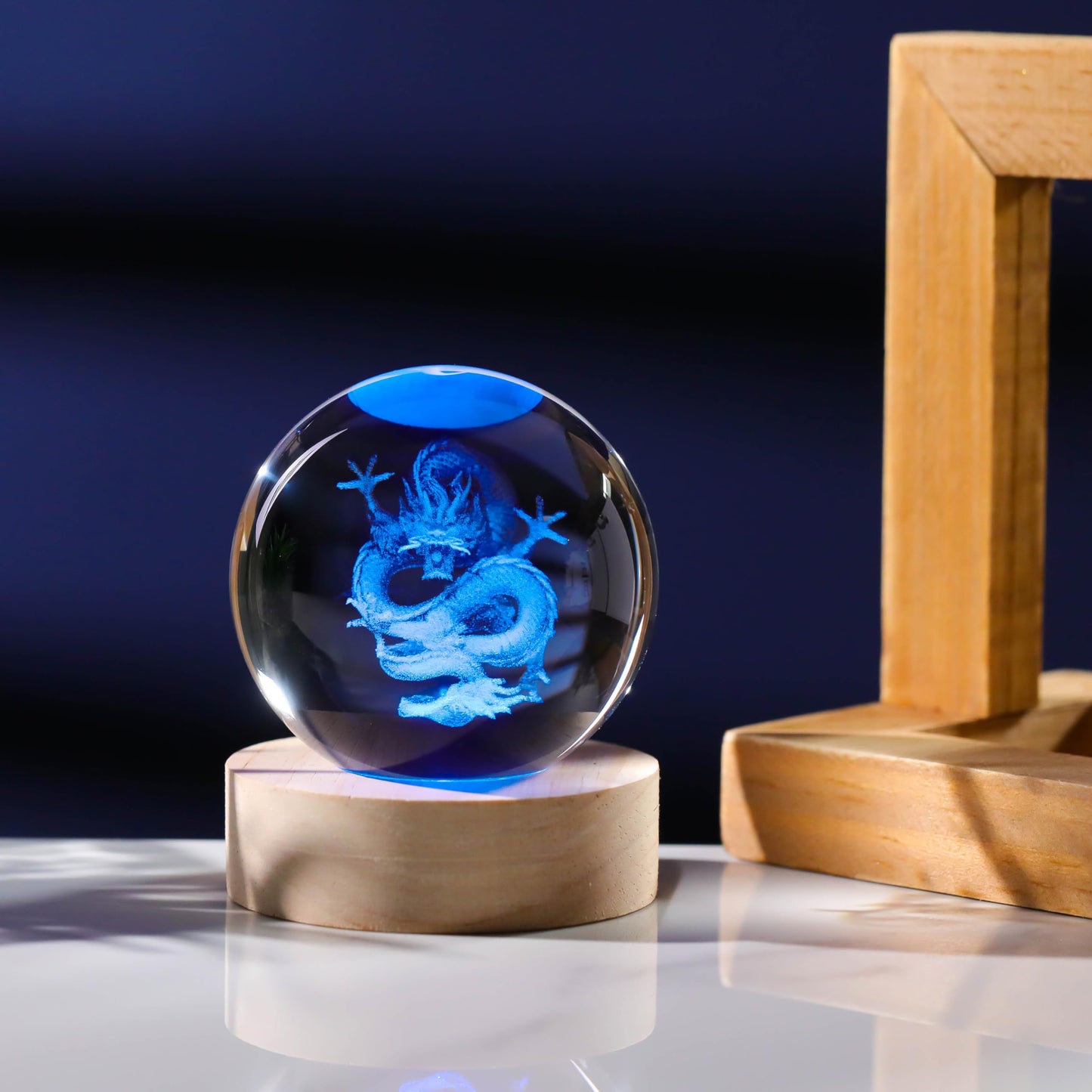 3D Dragon Crystal Ball 60mm - Figurines Decor Glass Animals for Room, Birthday Gift for Women, Best Friend, Lovers - Keepsake Paperweight