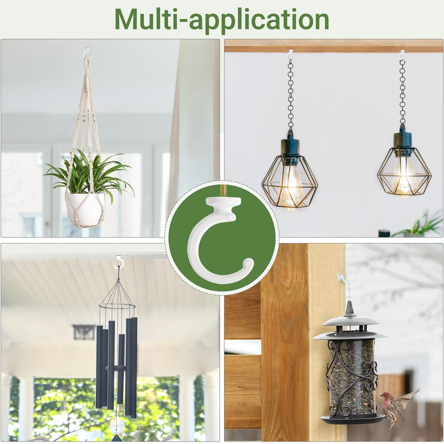 Mkono Macrame Plant Hanger and Ceiling Hooks for Hanging Plants Indoor Outdoor Boho Home Decor