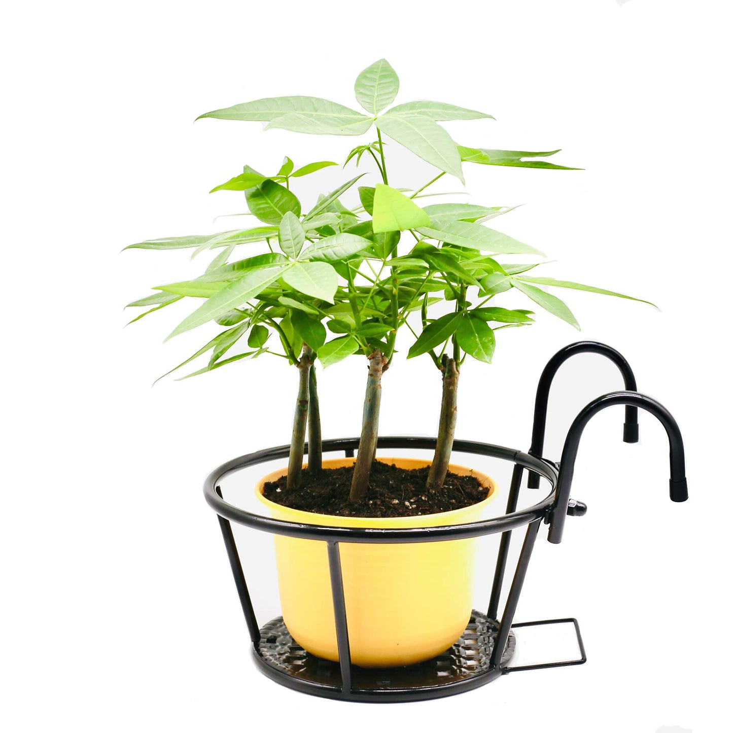 NILICAN Iron Hanging Basket Flower Pot Support Home Outdoor Balcony Plant Hanging Basket Flower Pot Support Fence Planting Garden Plant Iron Product Package 3 Pieces (Black)