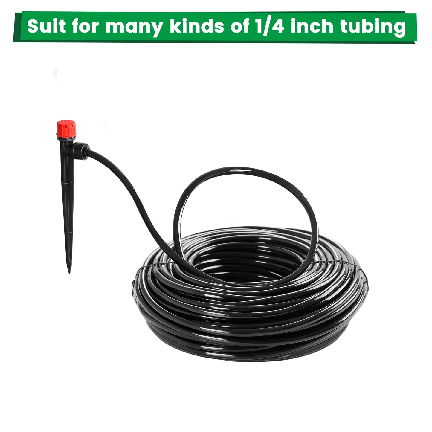 MIXC 30pcs Quick-Connect Drip Irrigation Emitters for 1/4" Drip Irrigation Tubing - Adjustable Push-to-Connect 360° Drip Emitters Stream on 6" Sturdy Stake for Irrigation System