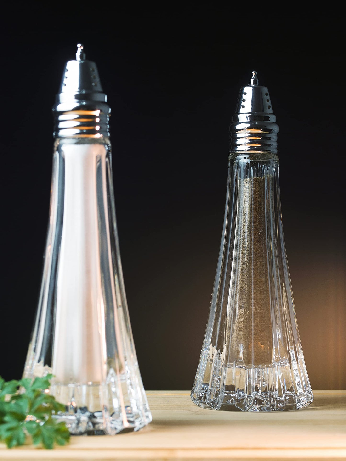 Salt and Pepper Shaker Set - Spice Dispenser Set - Cut Crystal - Large Beautiful Shakers - 7.5" H - Made in Europe - by Barski
