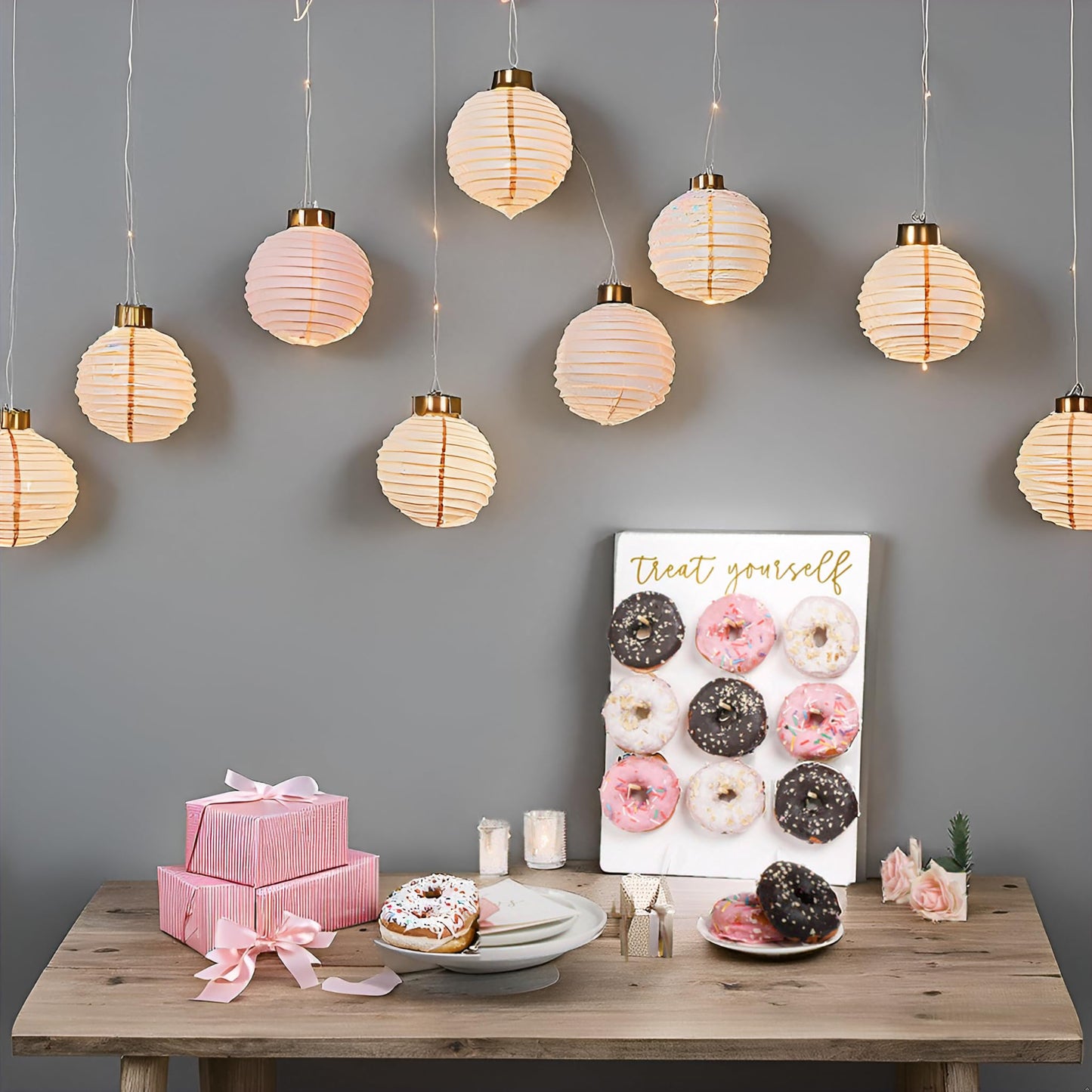 Rmeosye Donut Wall Display Stand, White Donut Holder Board,Fits 9 Donuts