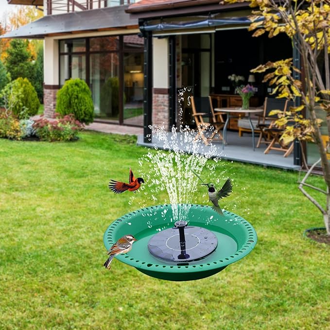 OVZILKI Bird Bath for Outside Heavy Duty, 12 inch Hanging BirdBath Bowl Only with Rust-Proof Chains, Hanging Bird Feeder for Outdoors Water Tray or Bird Seed for Garden Backyard Decor (Green 1 Pack)
